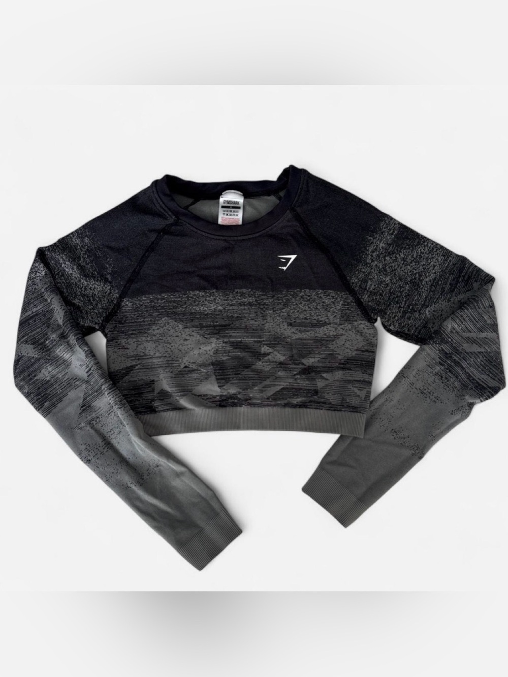 Gymshark Black & Gray Ombre Seamless Cropped Long-Sleeve Top
